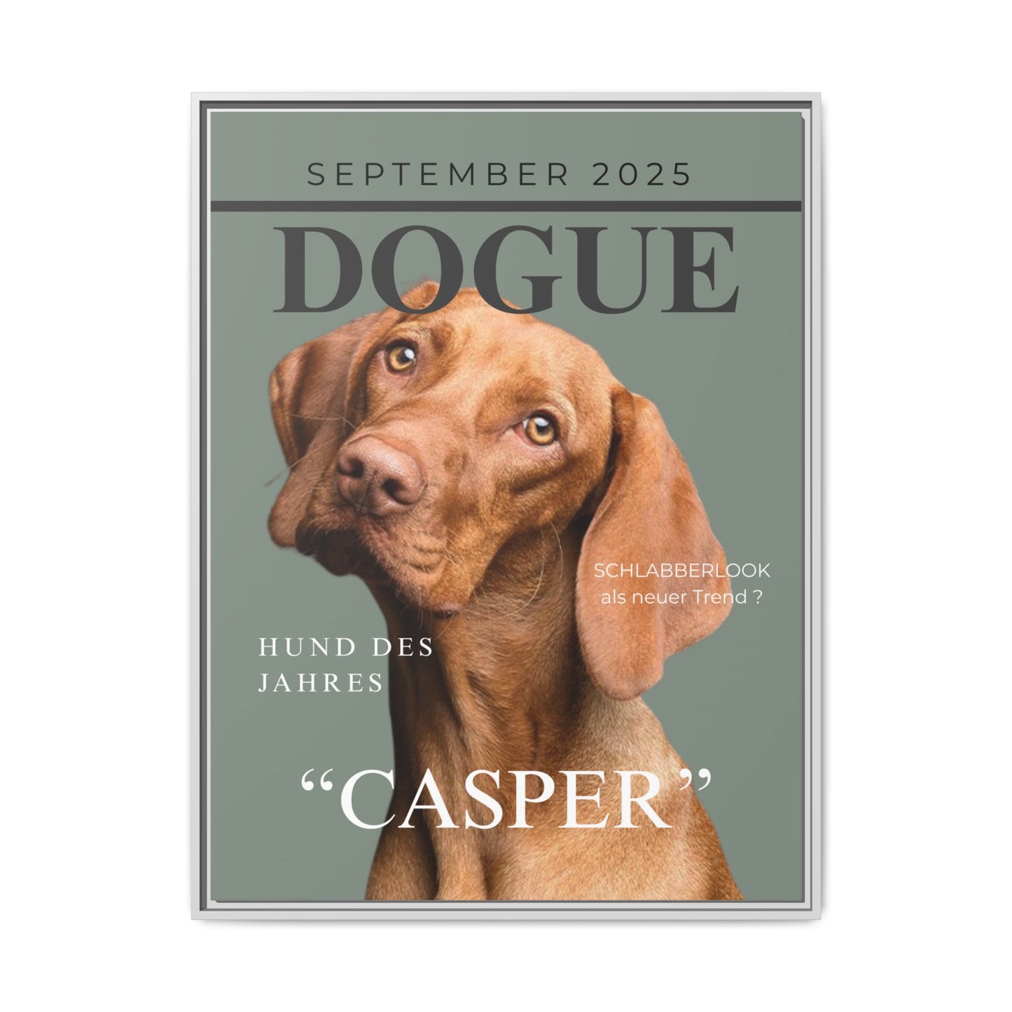 KIRSTENS "DOGUE" Bild mit Rahmen zum personalisieren (Petrol Green)