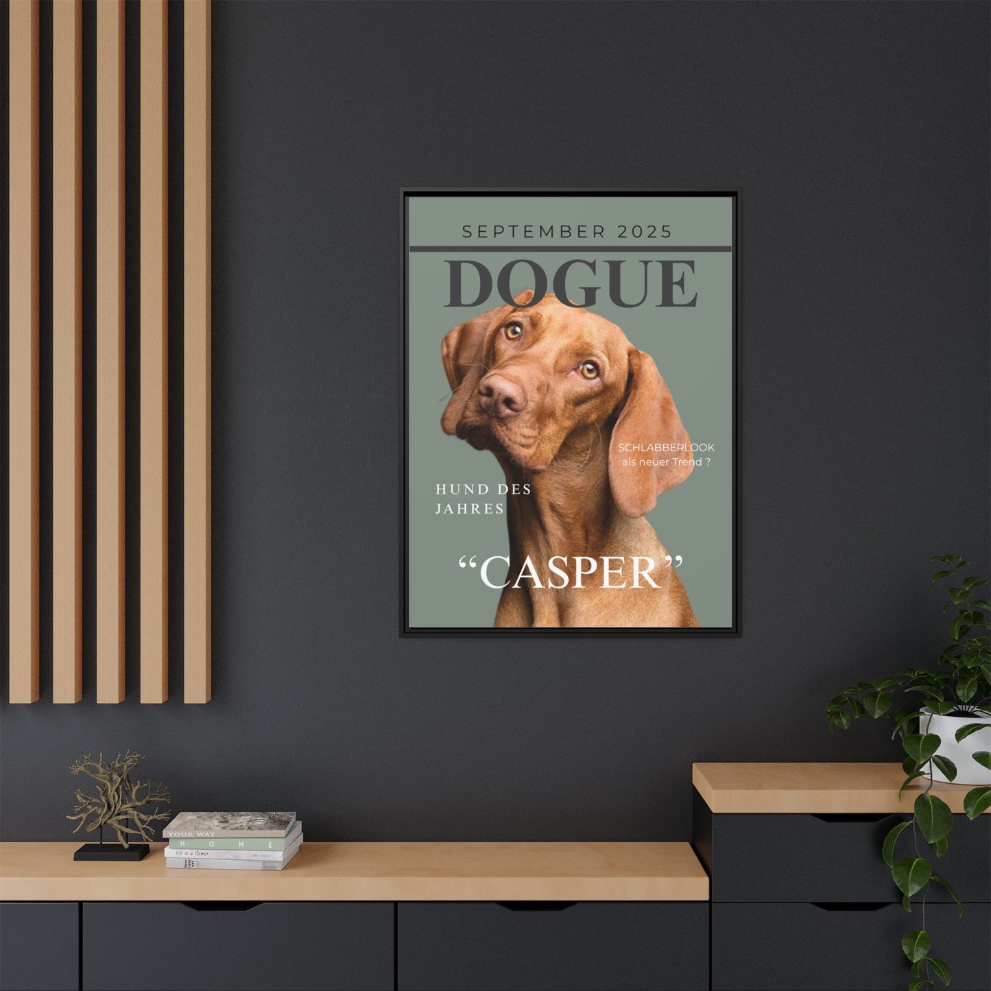 KIRSTENS "DOGUE" Bild mit Rahmen zum personalisieren (Petrol Green)
