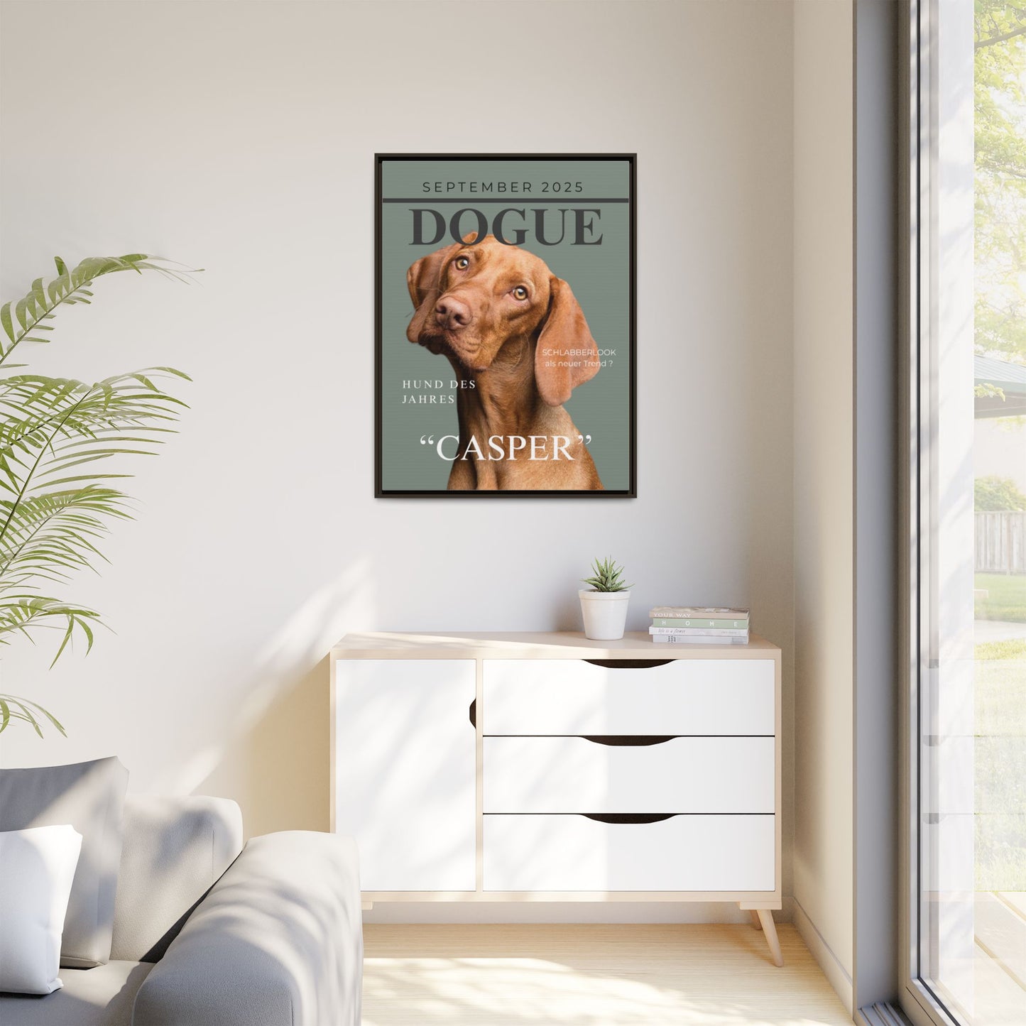 KIRSTENS "DOGUE" Bild mit Rahmen zum personalisieren (Petrol Green)
