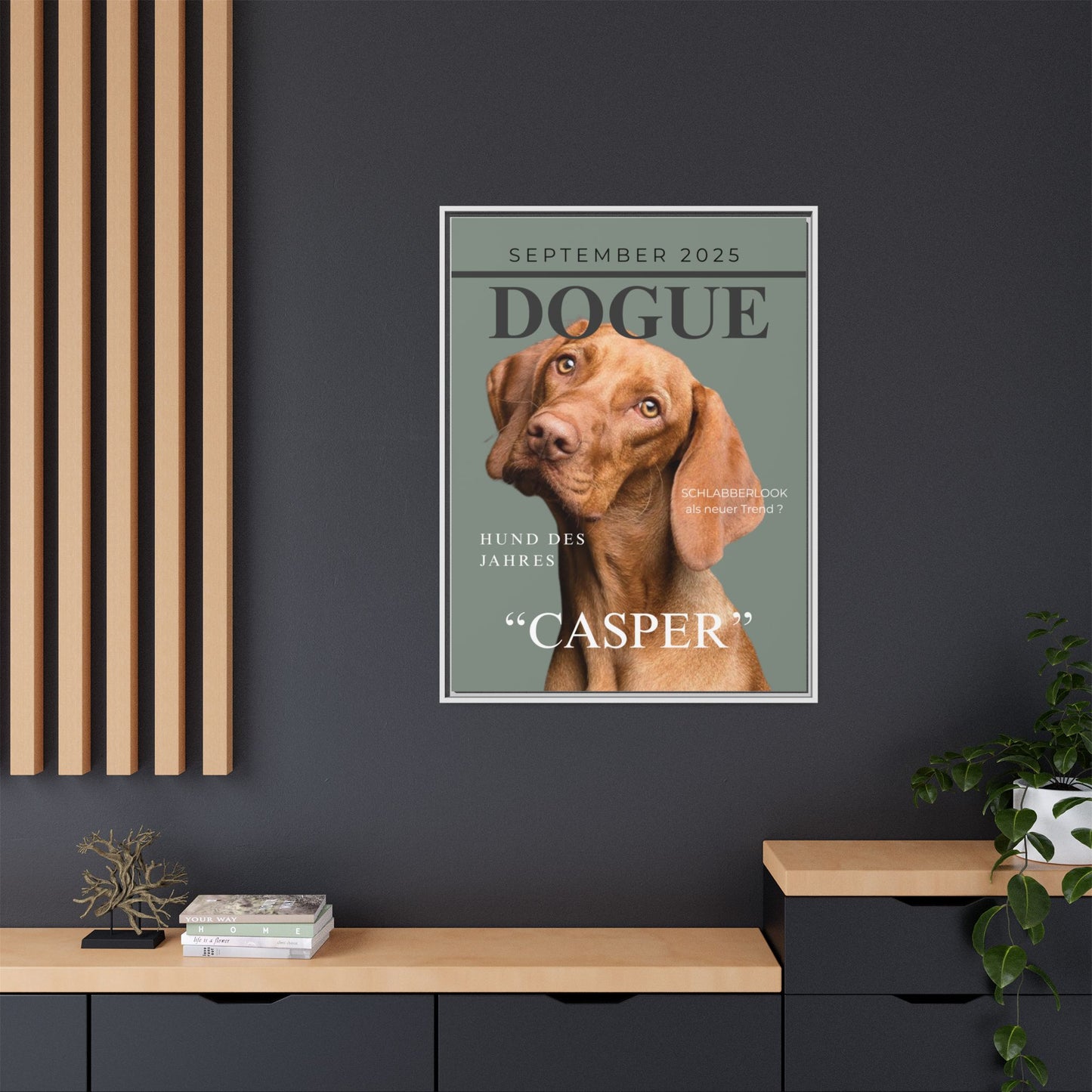 KIRSTENS "DOGUE" Bild mit Rahmen zum personalisieren (Petrol Green)