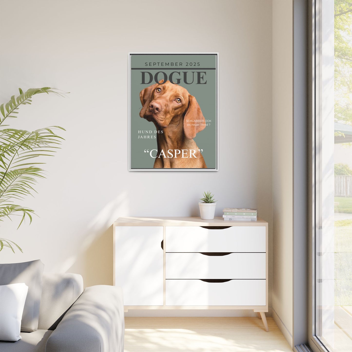 KIRSTENS "DOGUE" Bild mit Rahmen zum personalisieren (Petrol Green)