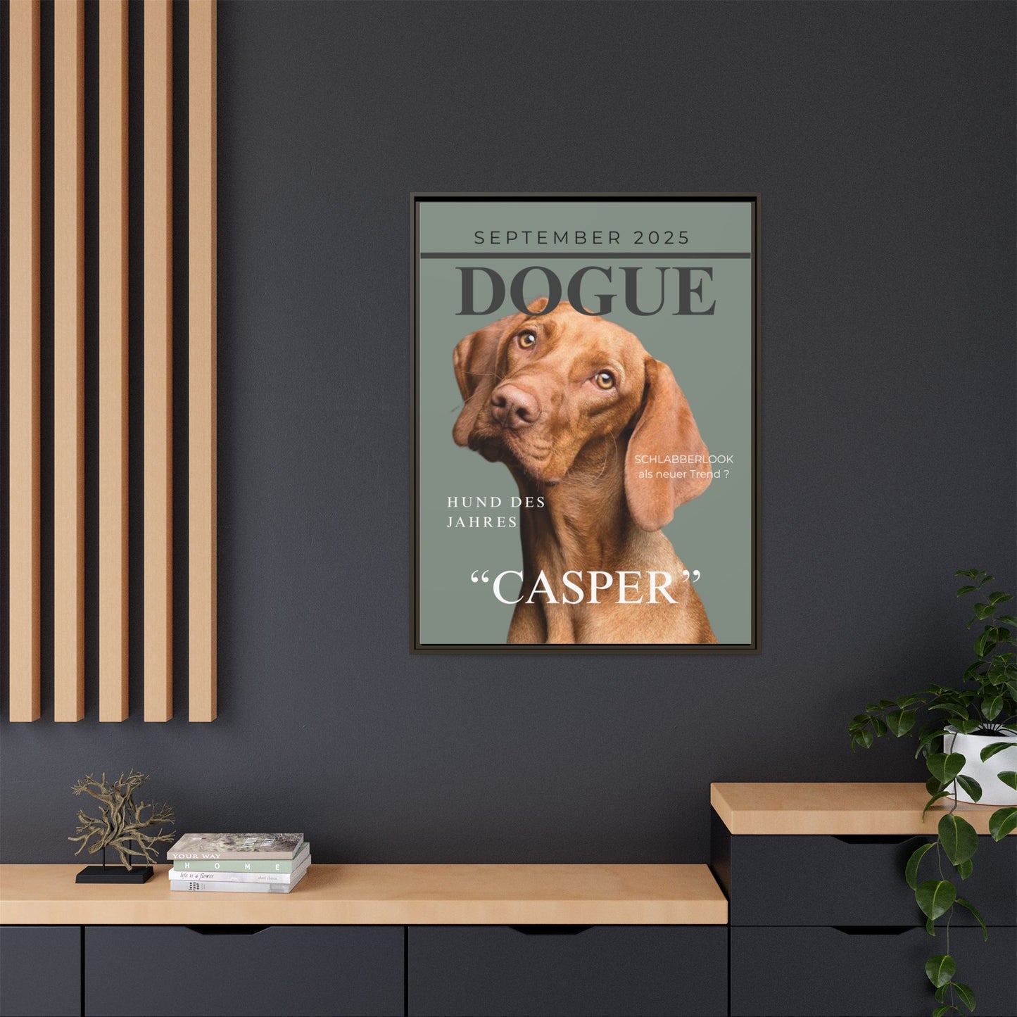 KIRSTENS "DOGUE" Bild mit Rahmen zum personalisieren (Petrol Green)