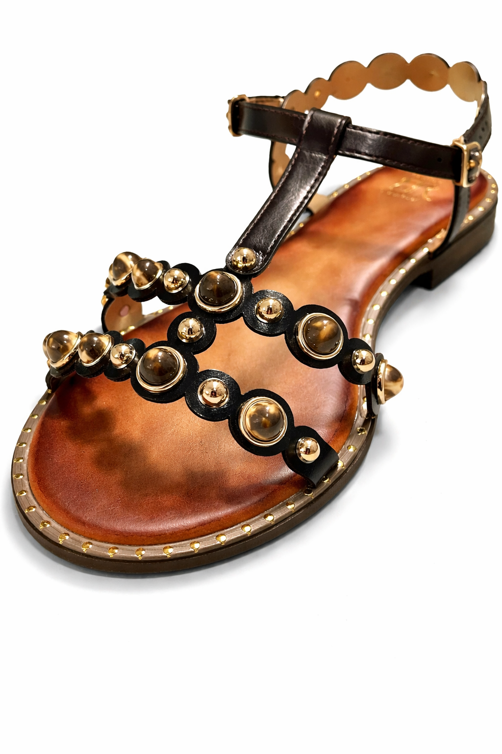 Sandalen „Cognac Glam Studs“