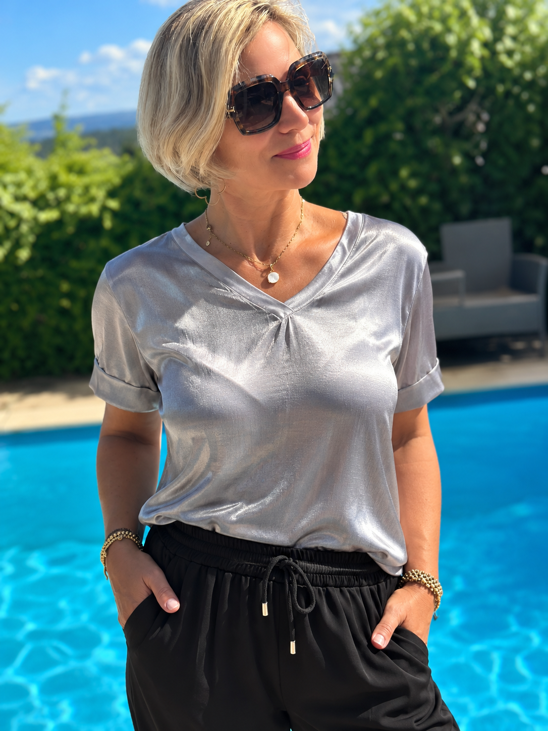 Shirt „Bella Bianca“ in Dunkelgrau