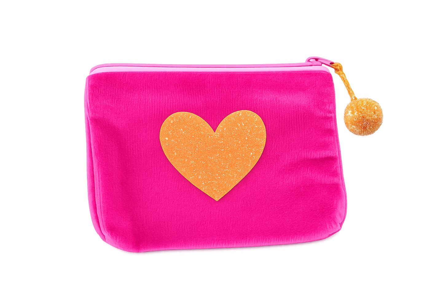 Frau Heidelberg - Velvet Pouch „HERZ“ in Tief-Pink