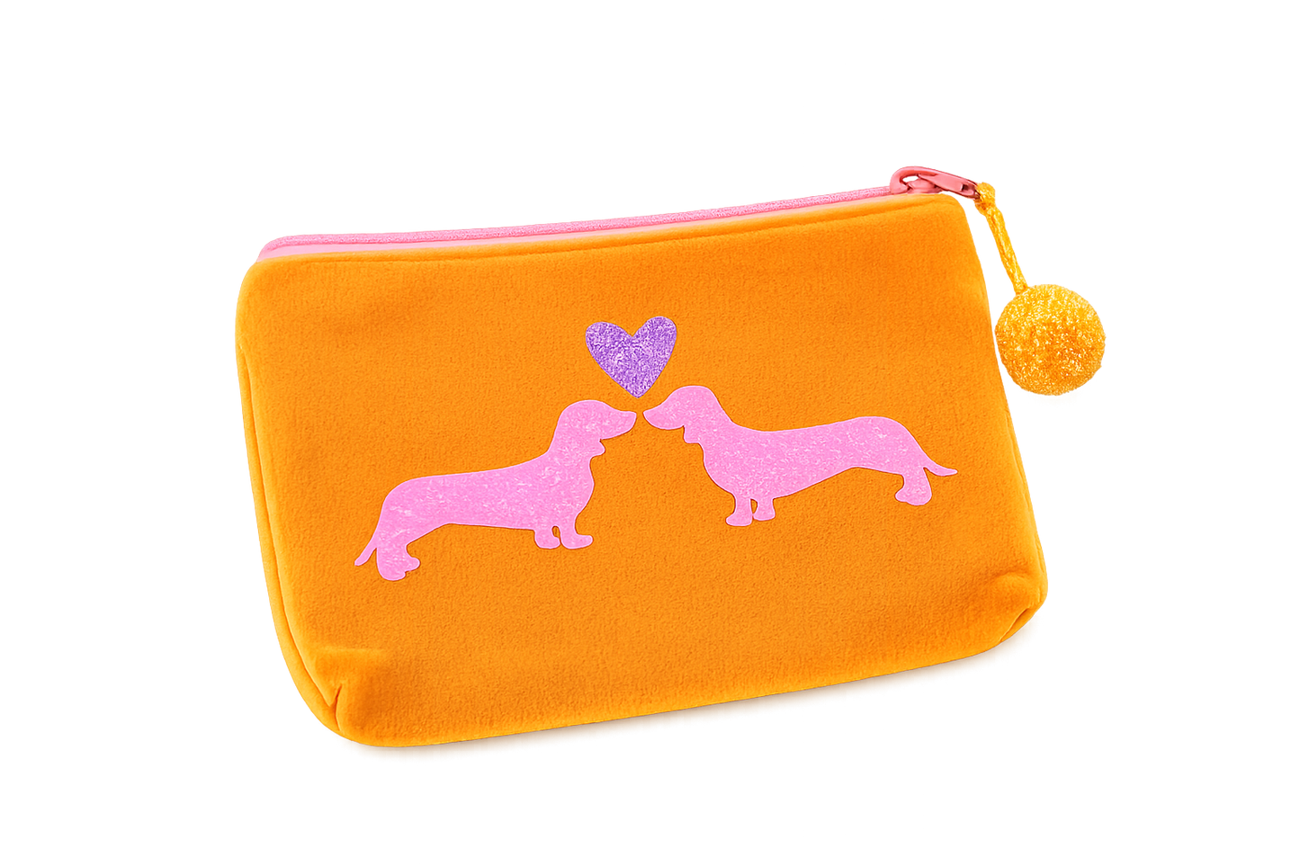 Frau Heidelberg - Velvet Pouch „Dackel Love“ in Orange