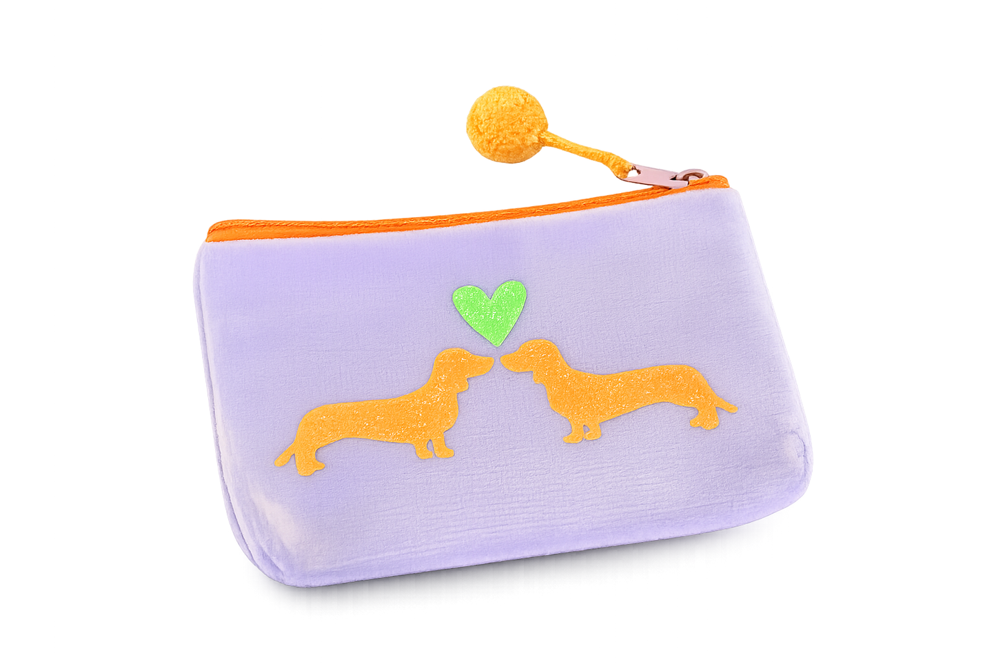 Frau Heidelberg - Velvet Pouch „Dackel Love“ in Flieder