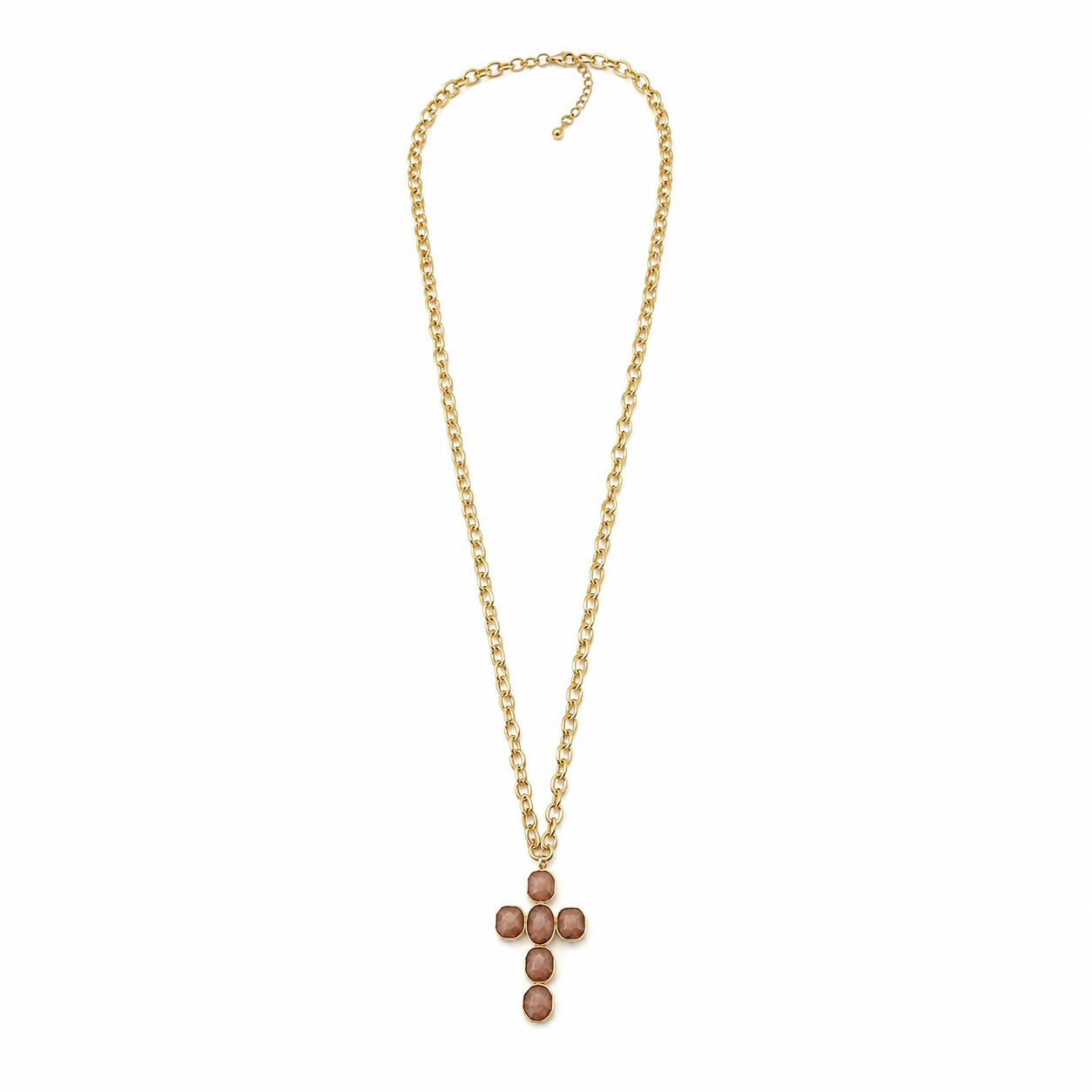 Statement-Kette mit braunem Kreuz-Anhänger