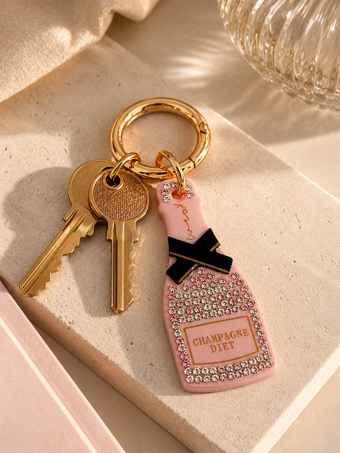 Champagne Diet Schlüsselanhänger – Rosé Glam
