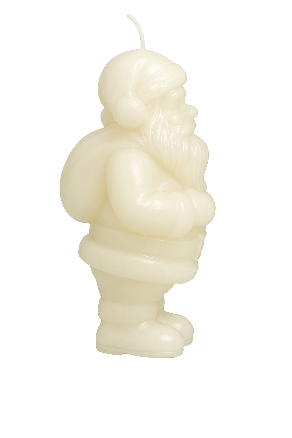 Objektkerze Nikolaus Samt-Lack in Weiss