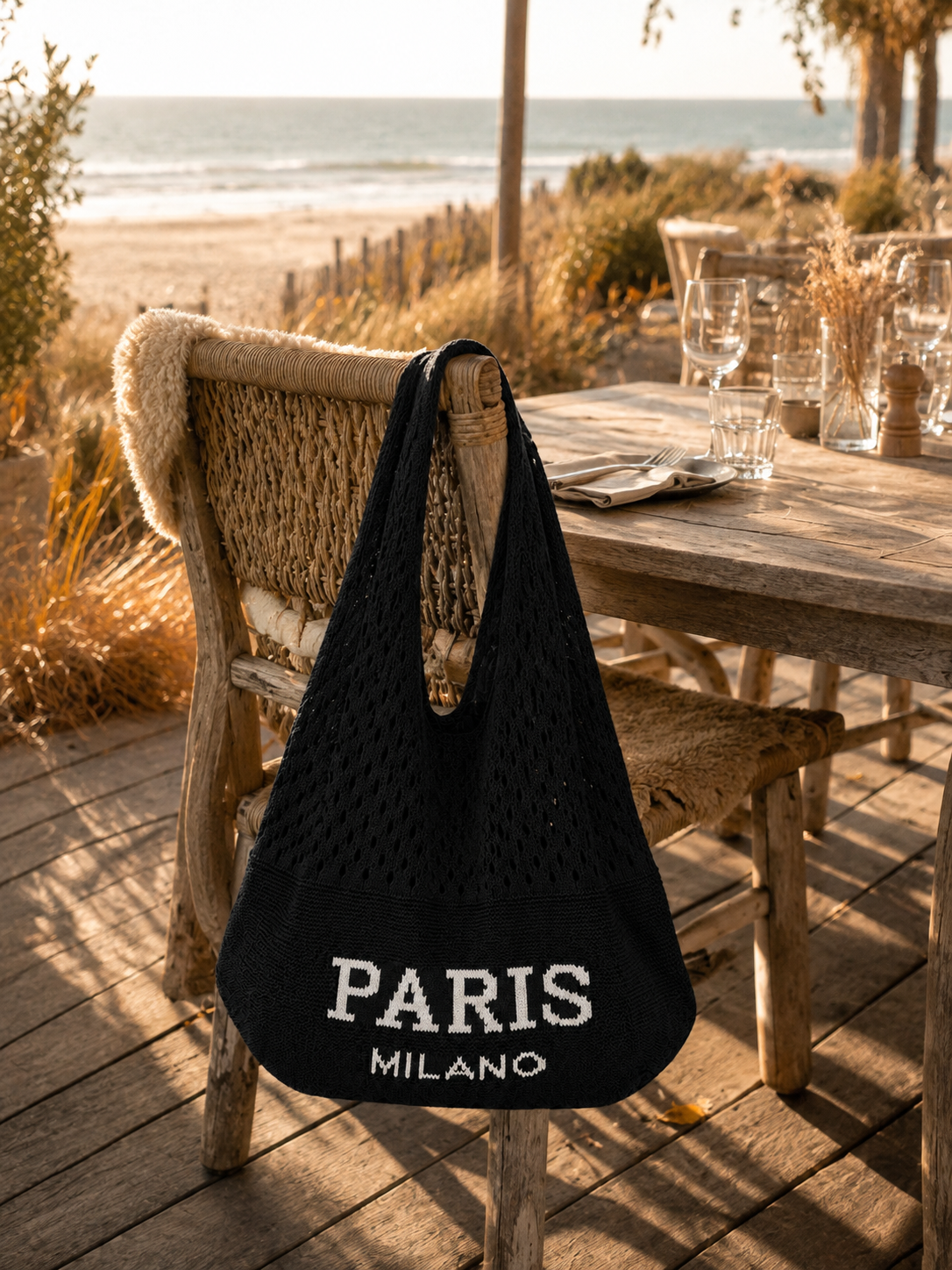 Stricktasche „Paris Milano“ in Schwarz