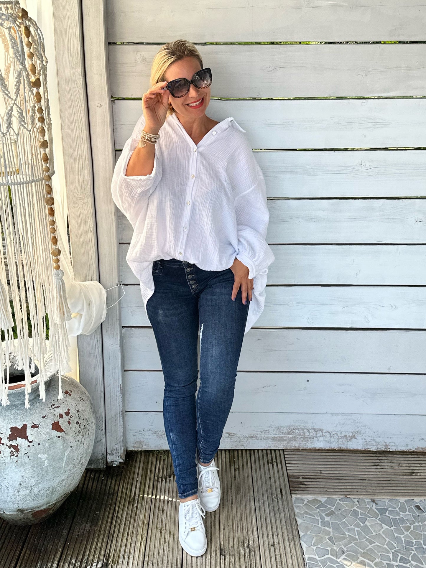 Basic Blue-Jeans mit Knopfleiste