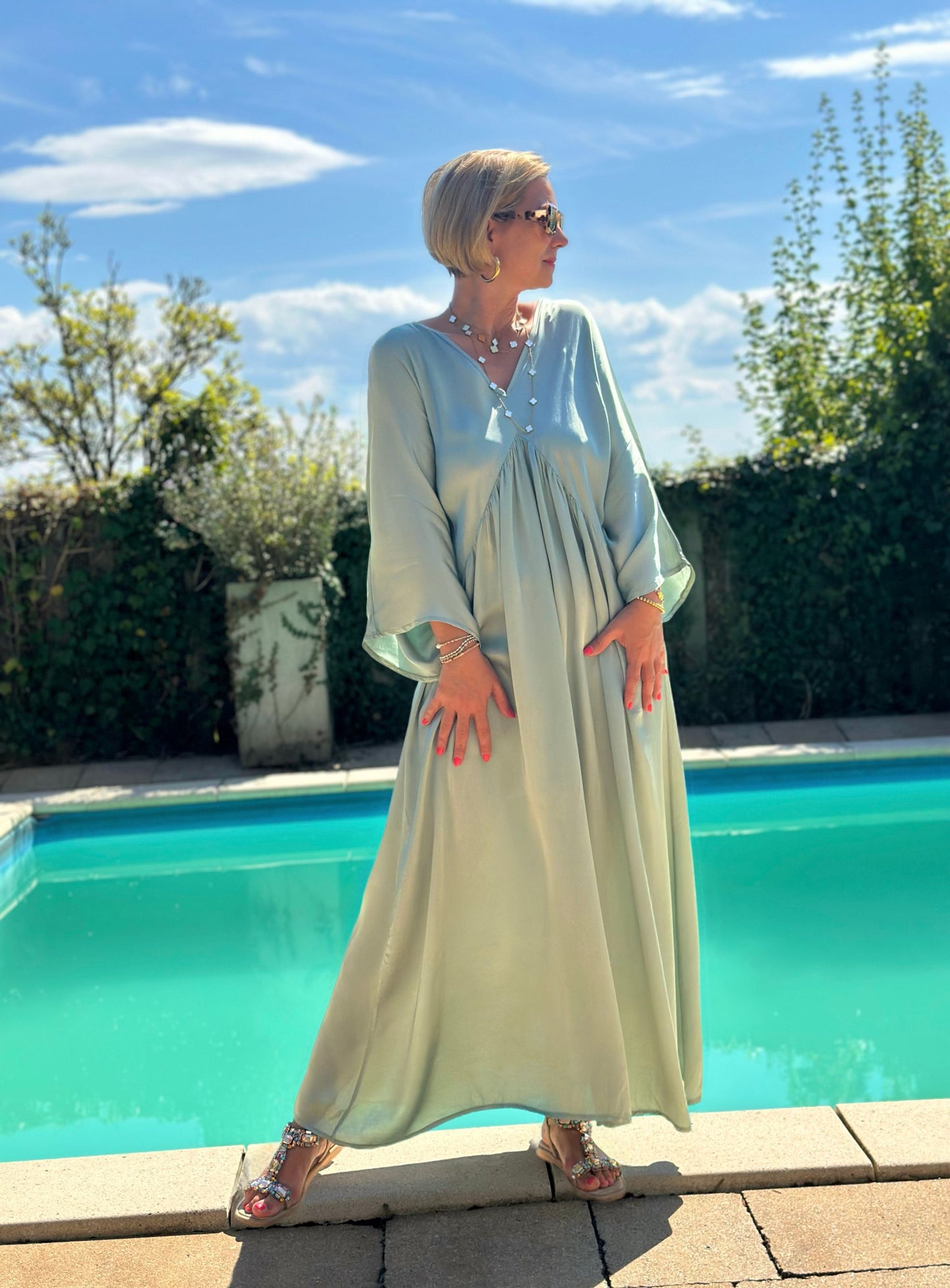 Stylisches Sommerkleid "VICTORIA" in Matcha Green