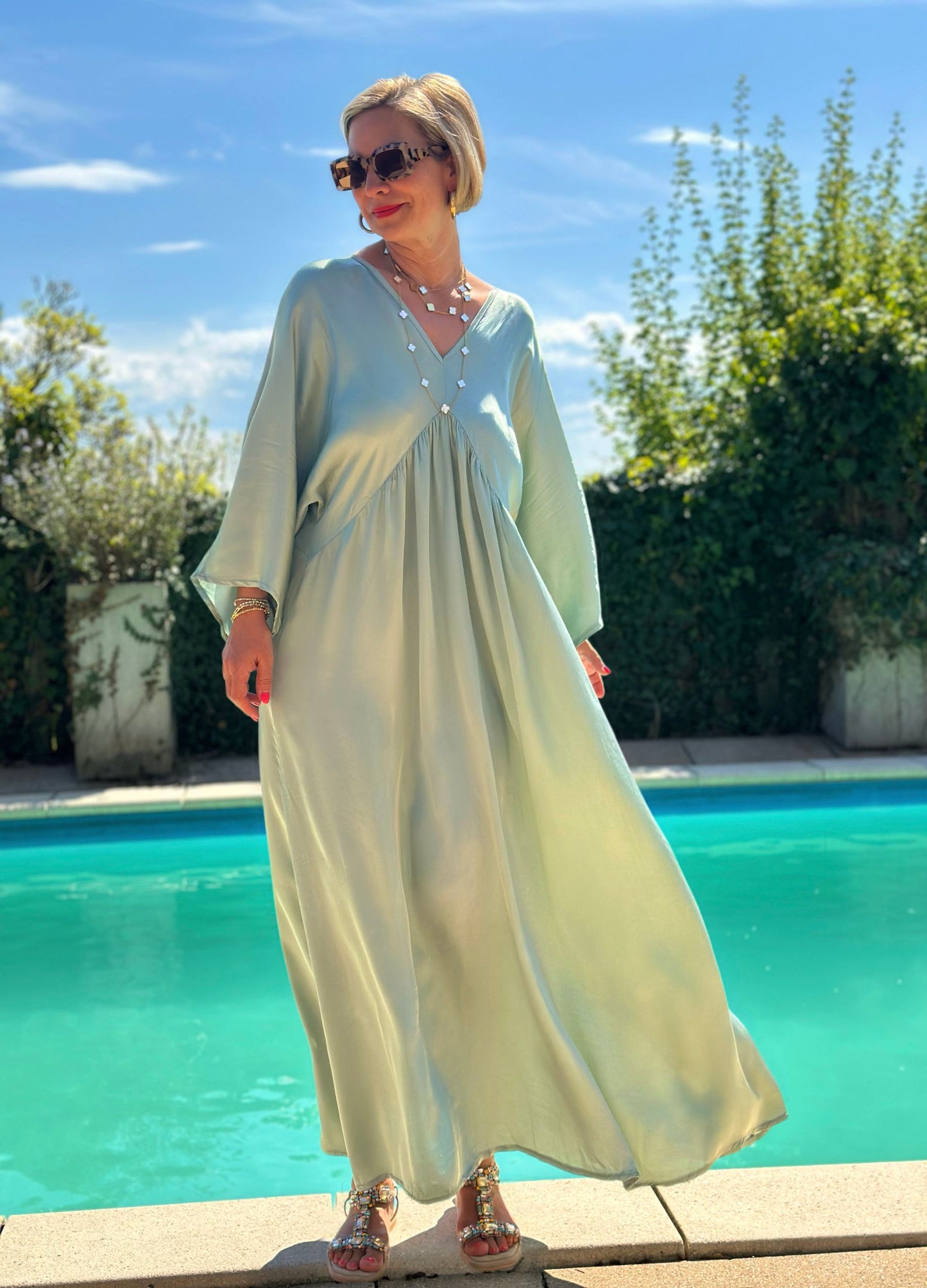Stylisches Sommerkleid "VICTORIA" in Matcha Green