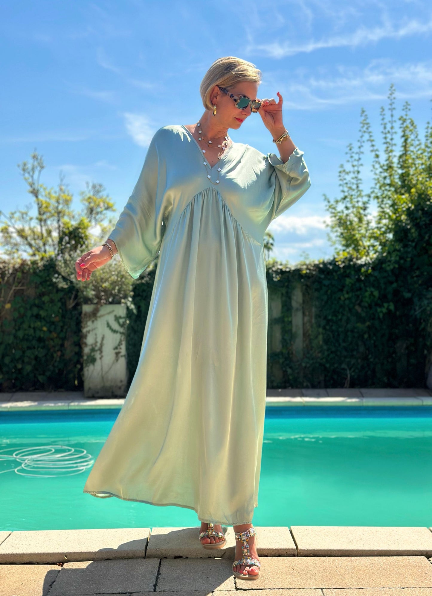 Stylisches Sommerkleid "VICTORIA" in Matcha Green