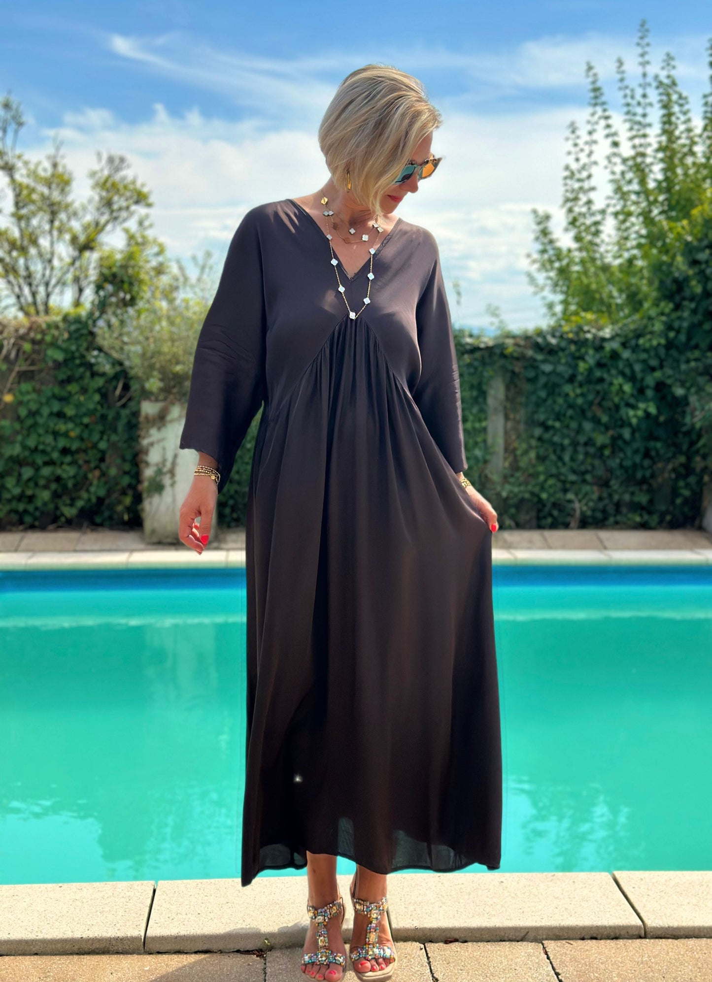 Stylisches Sommerkleid "VICTORIA" in Chocolate Brown