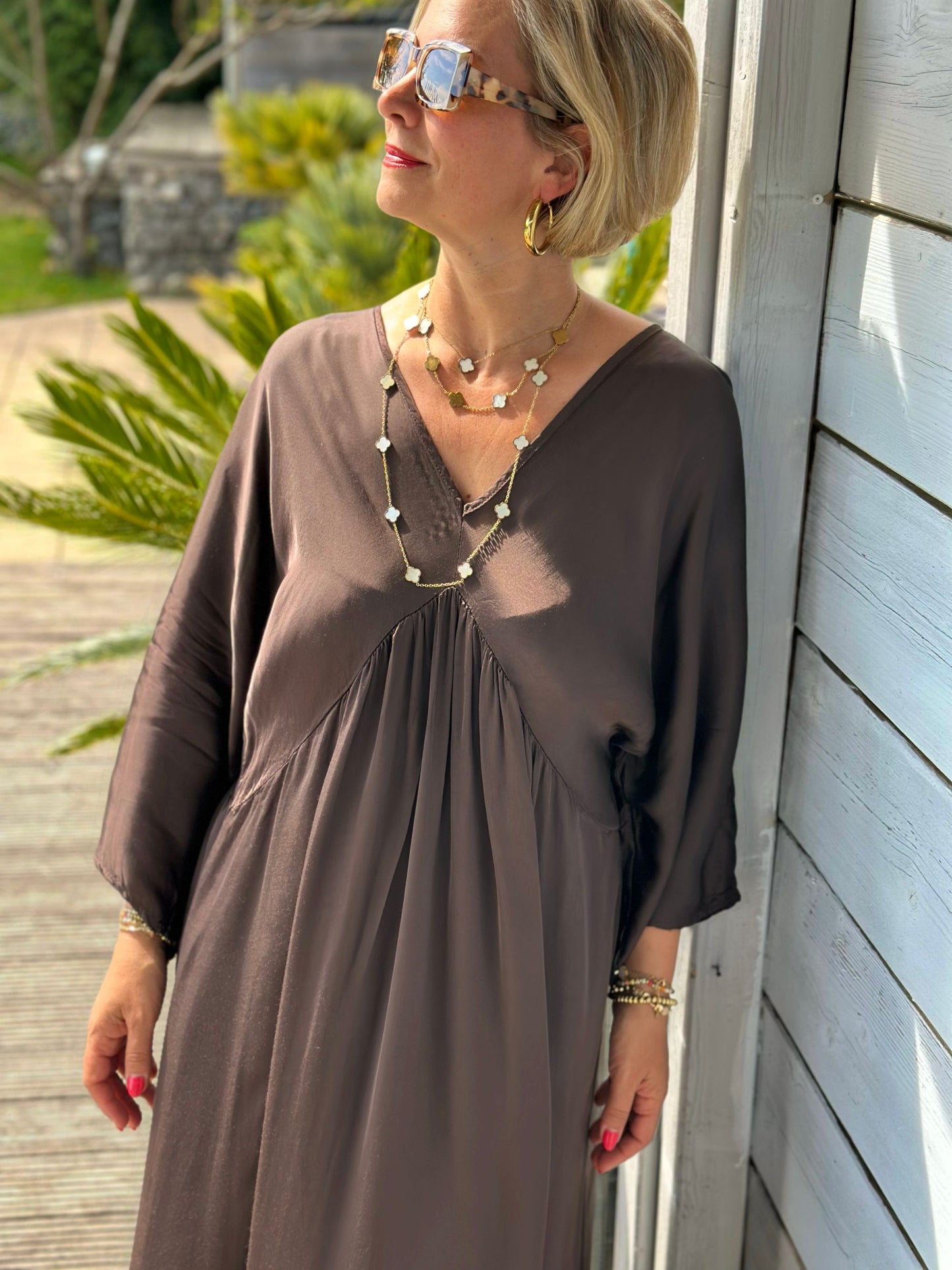 Stylisches Sommerkleid "VICTORIA" in Chocolate Brown