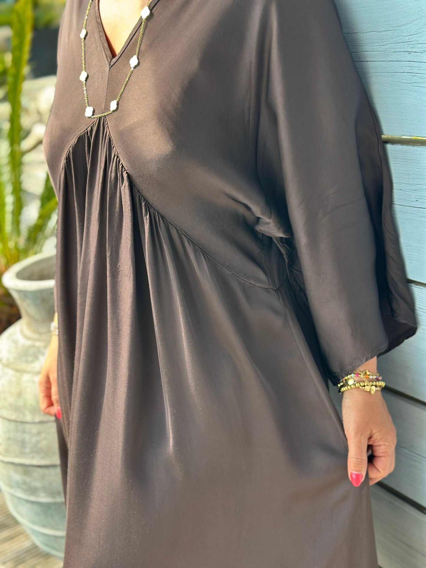 Stylisches Sommerkleid "VICTORIA" in Chocolate Brown