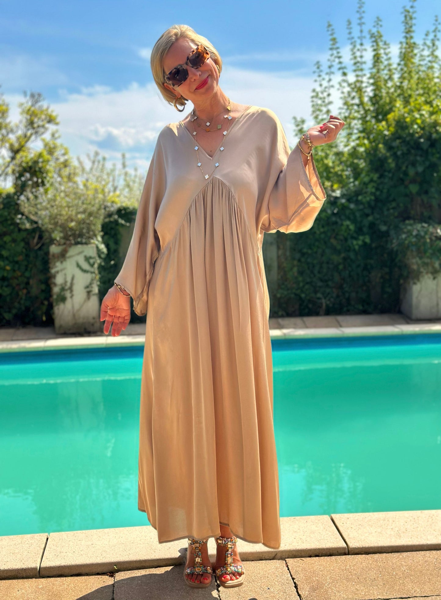 Stylisches Sommerkleid "VICTORIA" in Shiny Gold