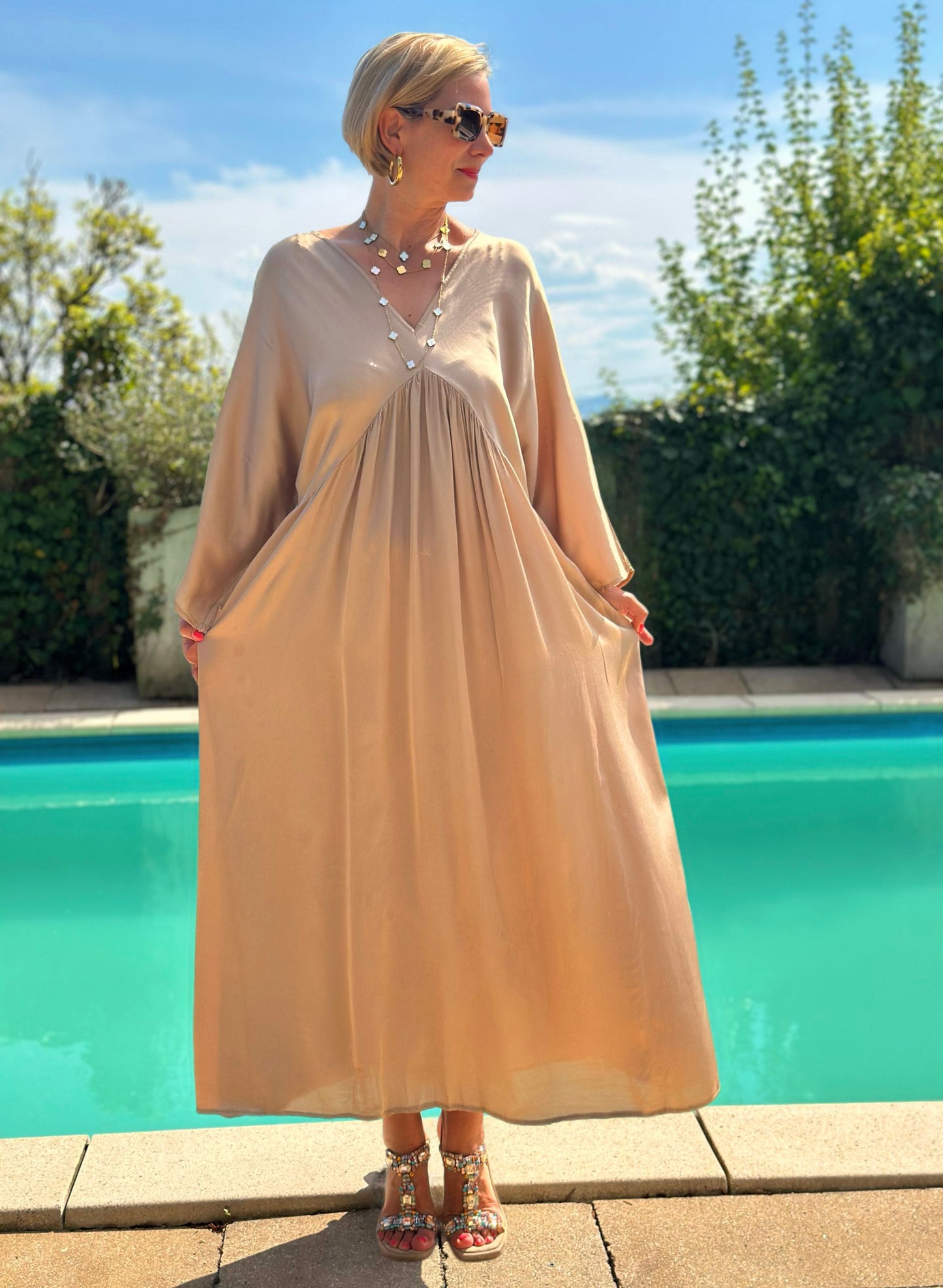 Stylisches Sommerkleid "VICTORIA" in Shiny Gold