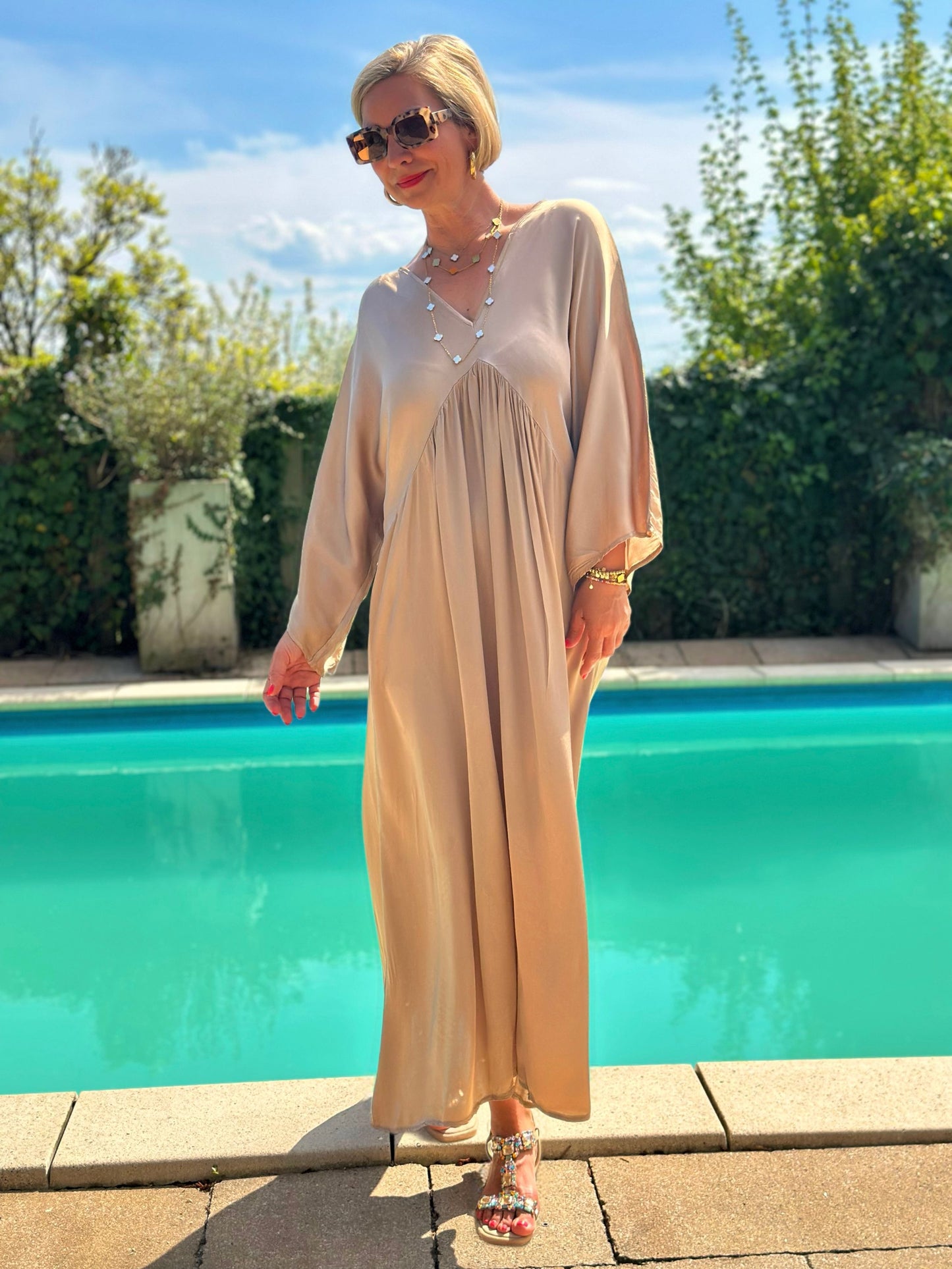 Stylisches Sommerkleid "VICTORIA" in Shiny Gold