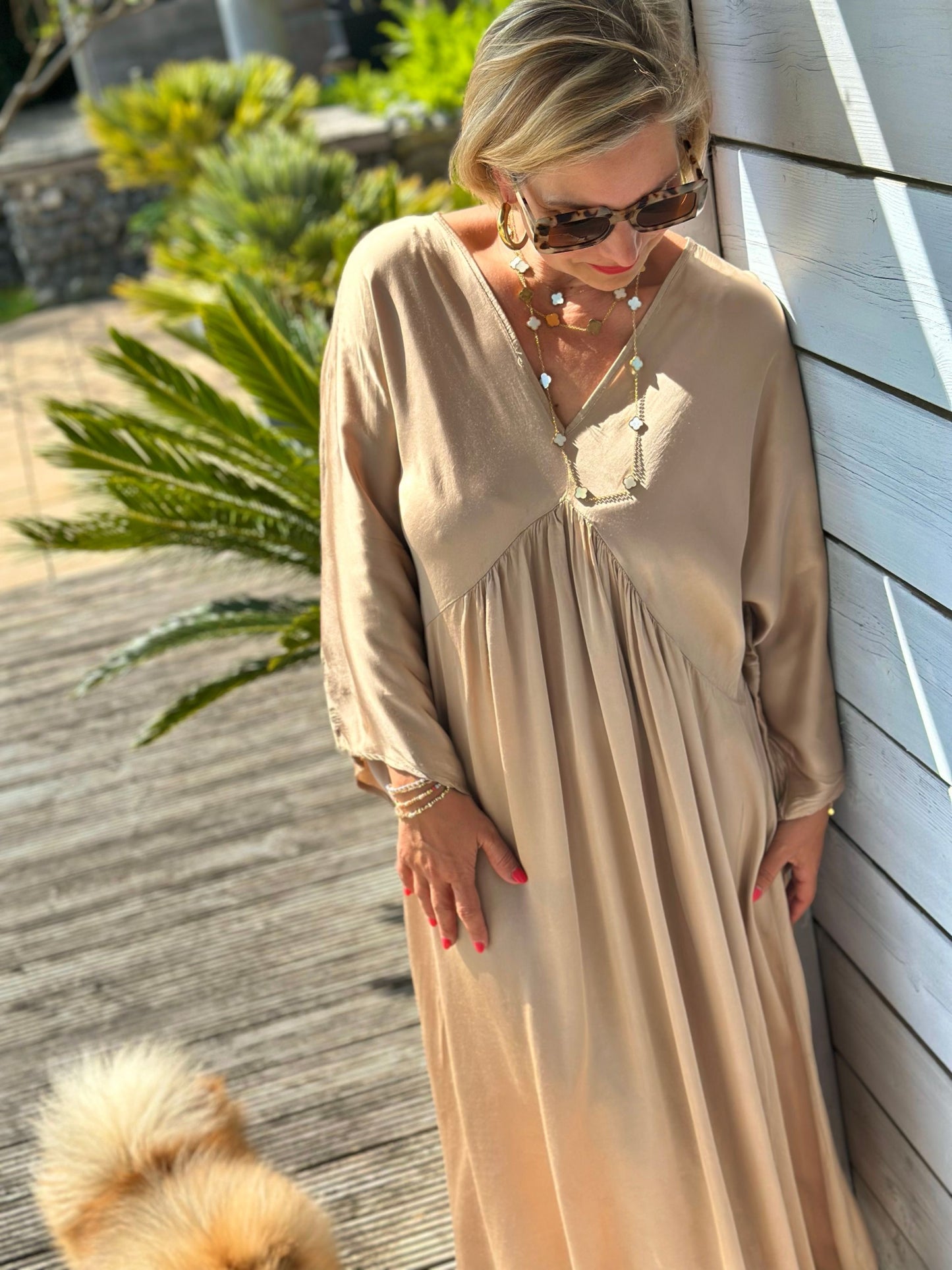 Stylisches Sommerkleid "VICTORIA" in Shiny Gold