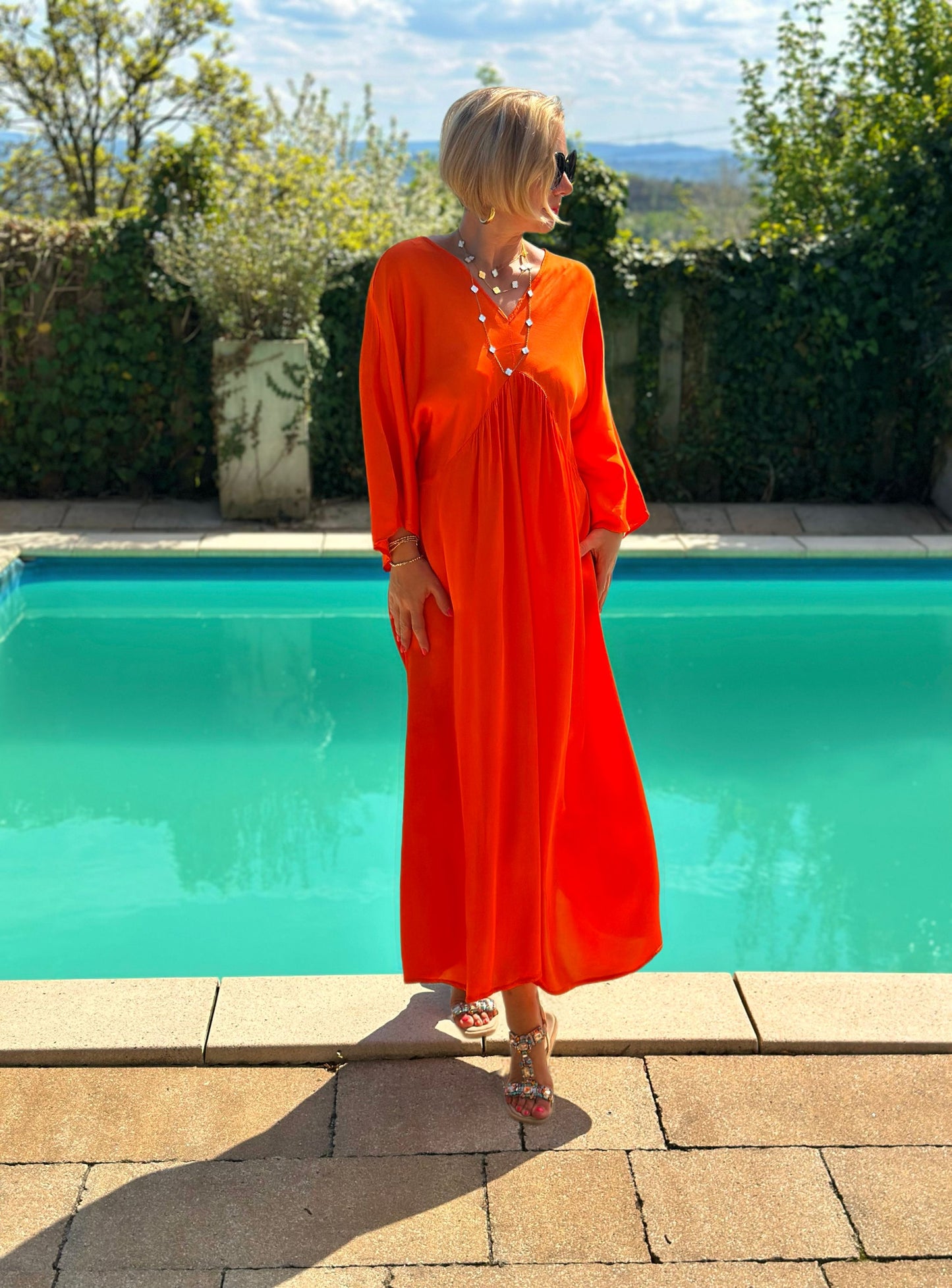 Stylisches Sommerkleid "VICTORIA" in Sunset Orange