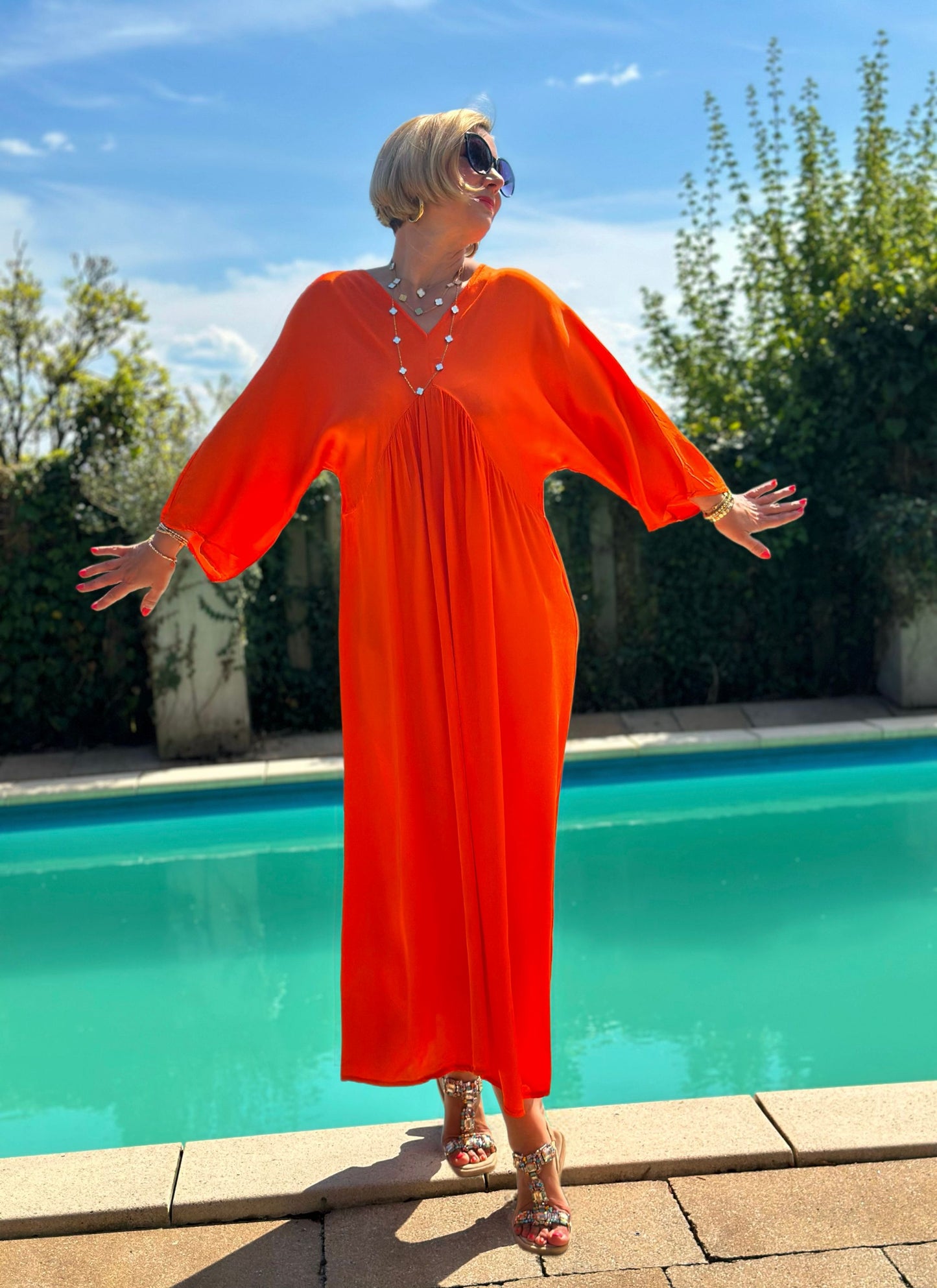 Stylisches Sommerkleid "VICTORIA" in Sunset Orange