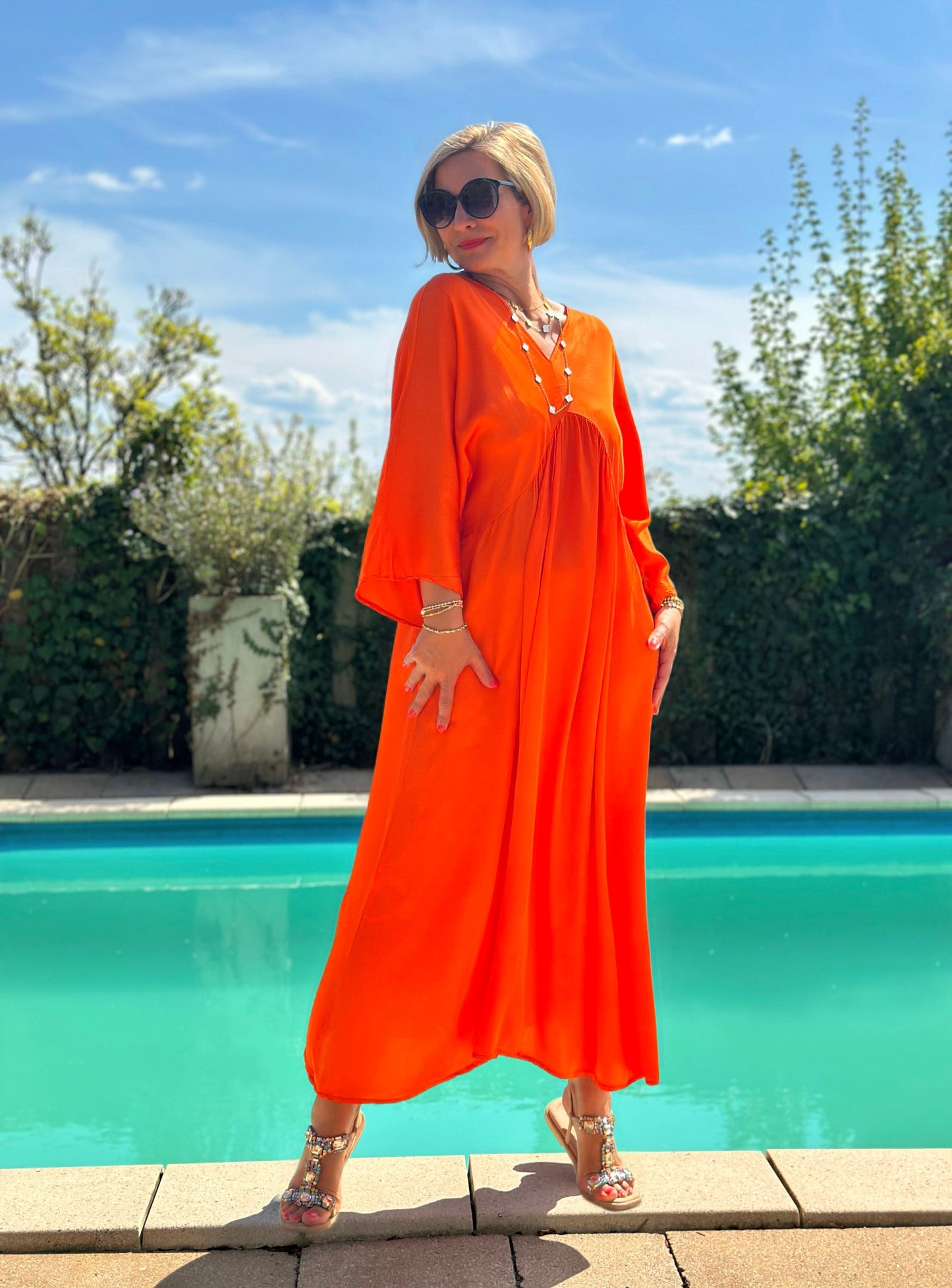 Stylisches Sommerkleid "VICTORIA" in Sunset Orange
