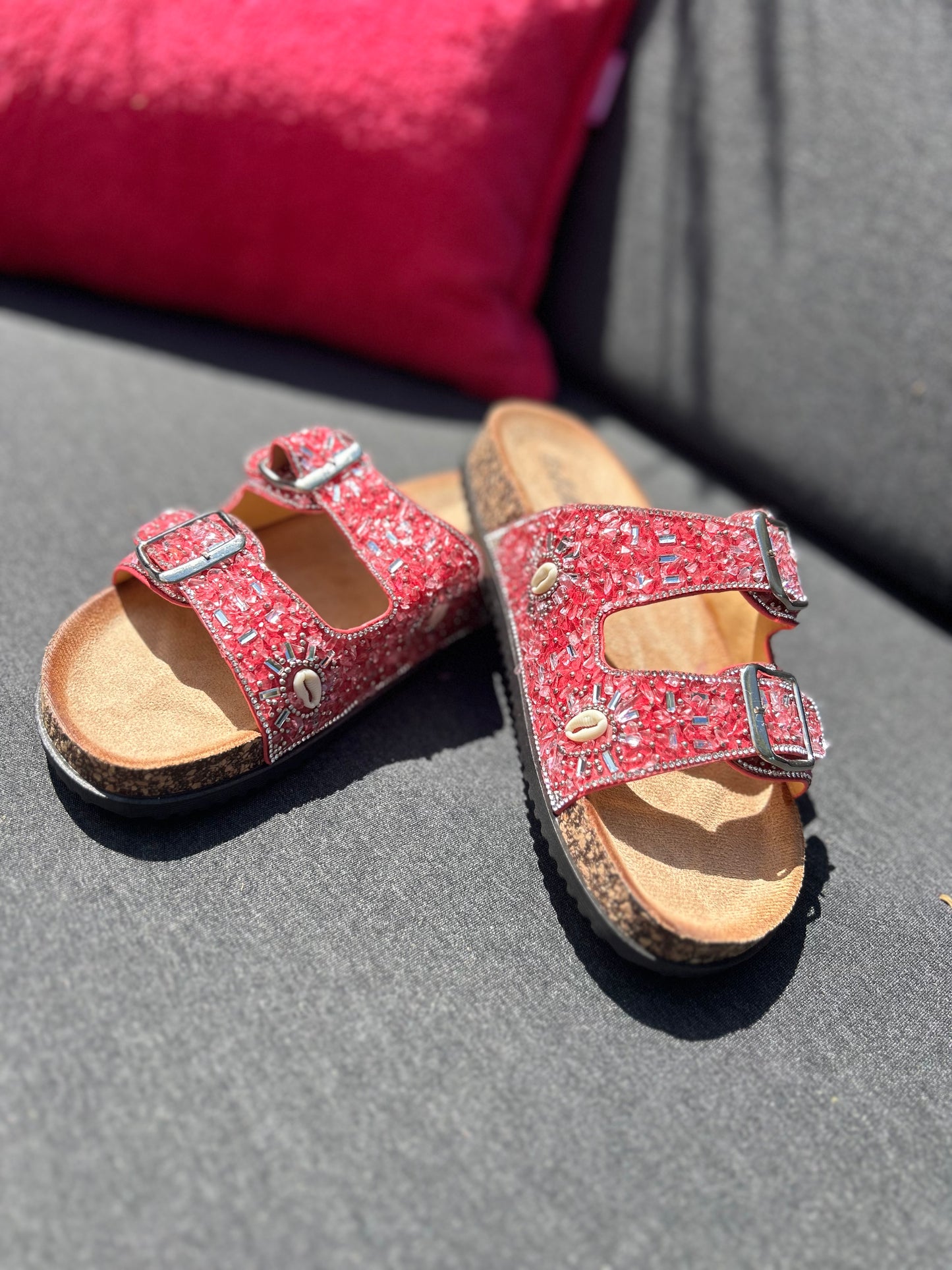Glitzer Somer-Schläppchen in FUCHSIA