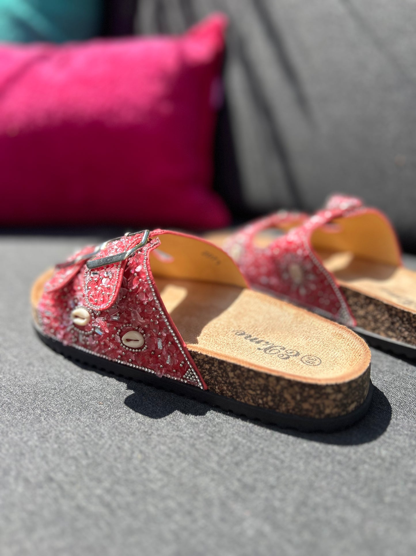 Glitzer Somer-Schläppchen in FUCHSIA