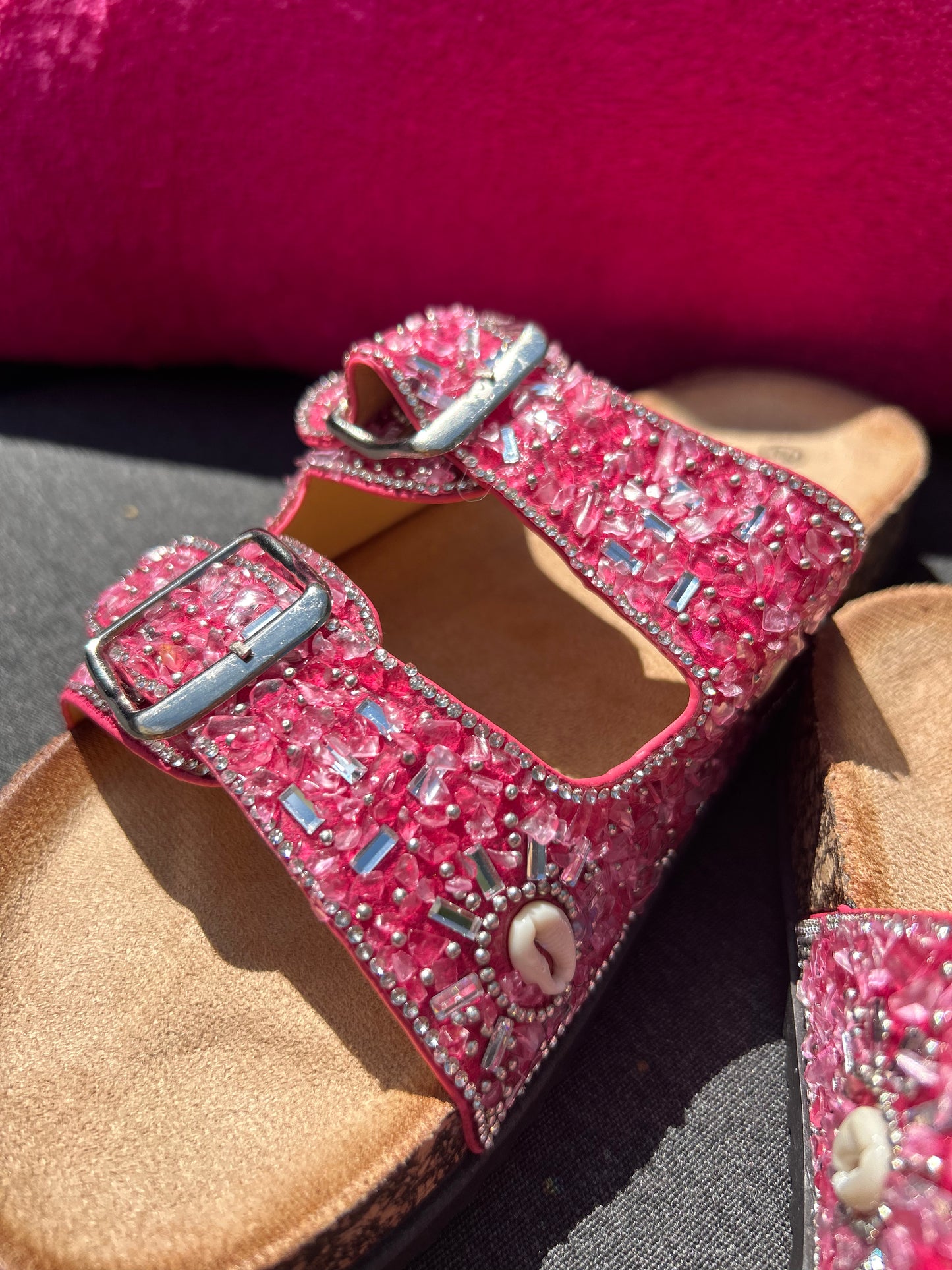 Glitzer Somer-Schläppchen in FUCHSIA