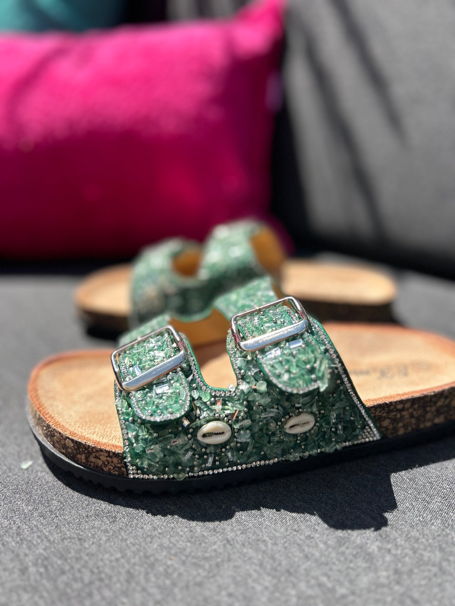 Glitzer Somer-Schläppchen in TOXIC GREEN