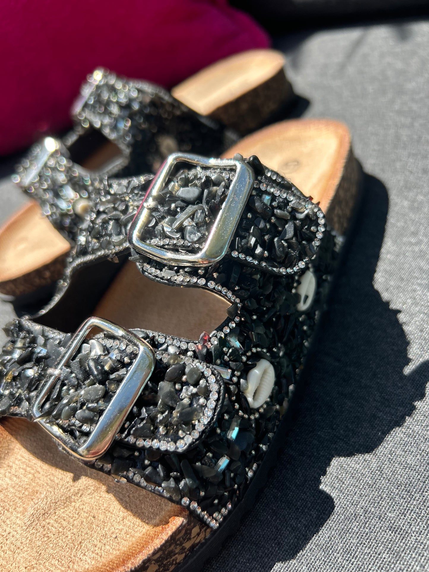 Glitzer Somer-Schläppchen in SHINY BLACK