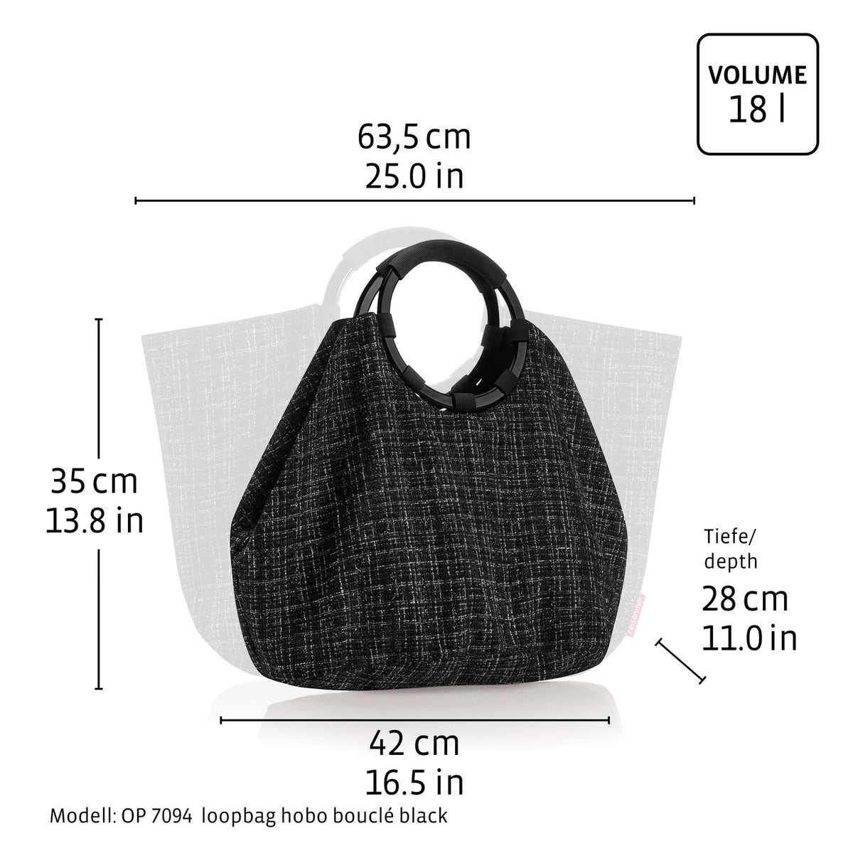 Loopbag Hobo Bouclé - Schwarz