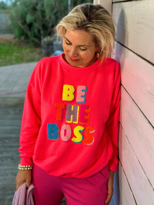 Kuschel Sweatshirt "BE THE BOSS" in Pink