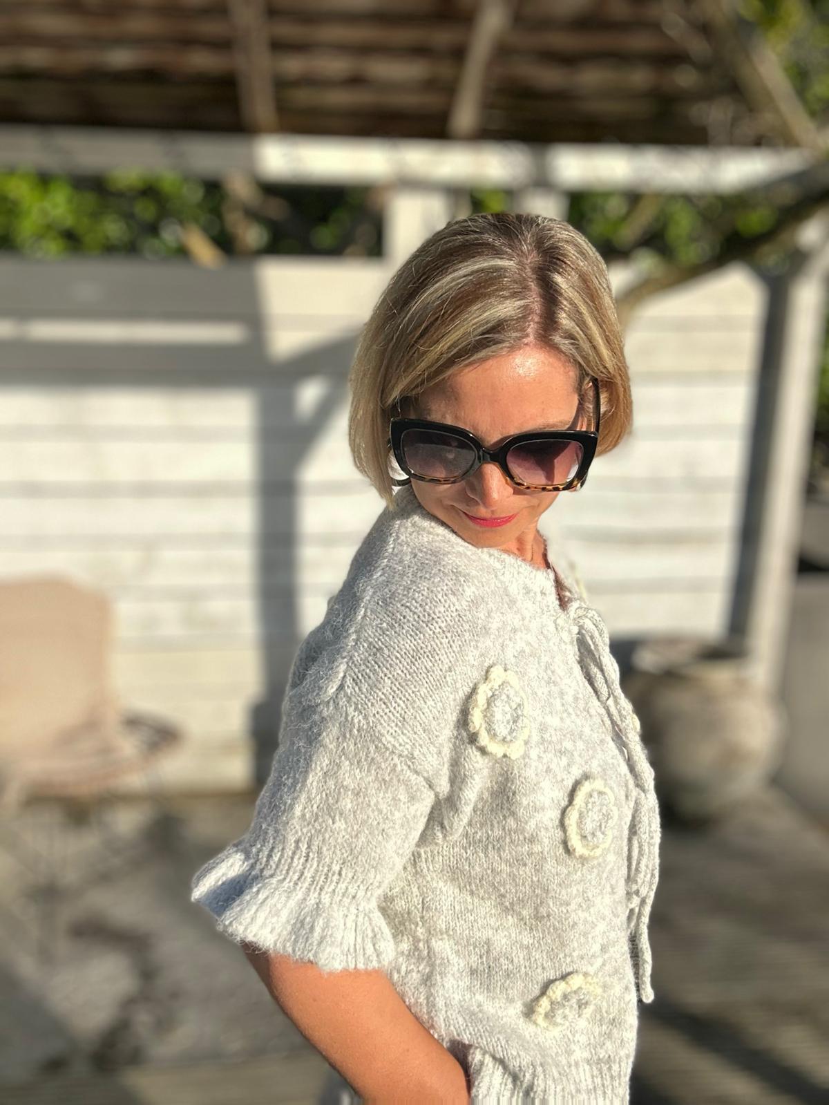 Lieblings-Strickjacke "ROSI" in Hellgrau
