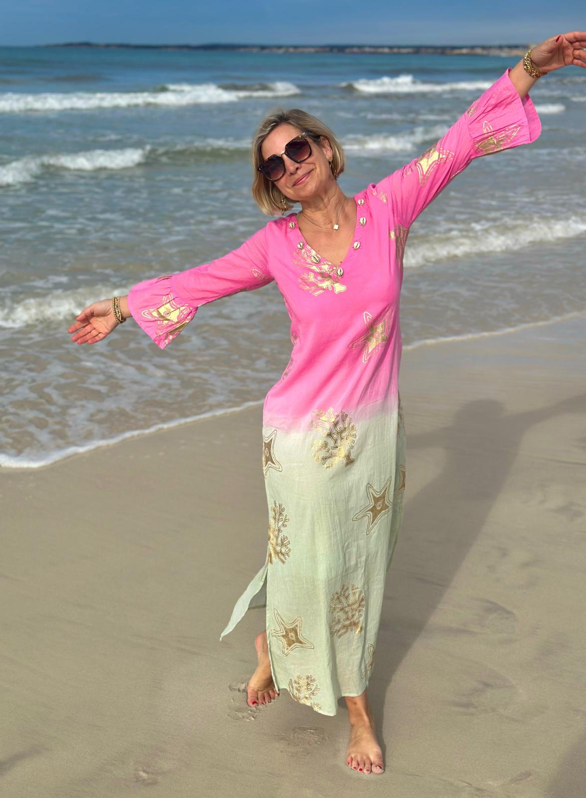 Zuckersüßes Muschel-Kleid Pastell "GOLDEN STARS"