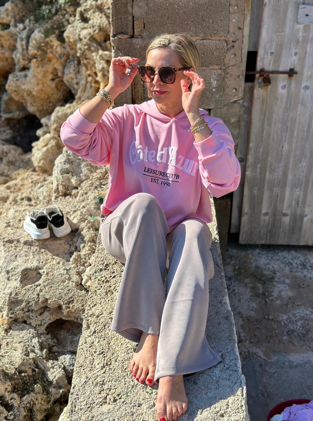 Kuschel Sweat-Hose "LIFE ISN´T PERFECT" in Taupé