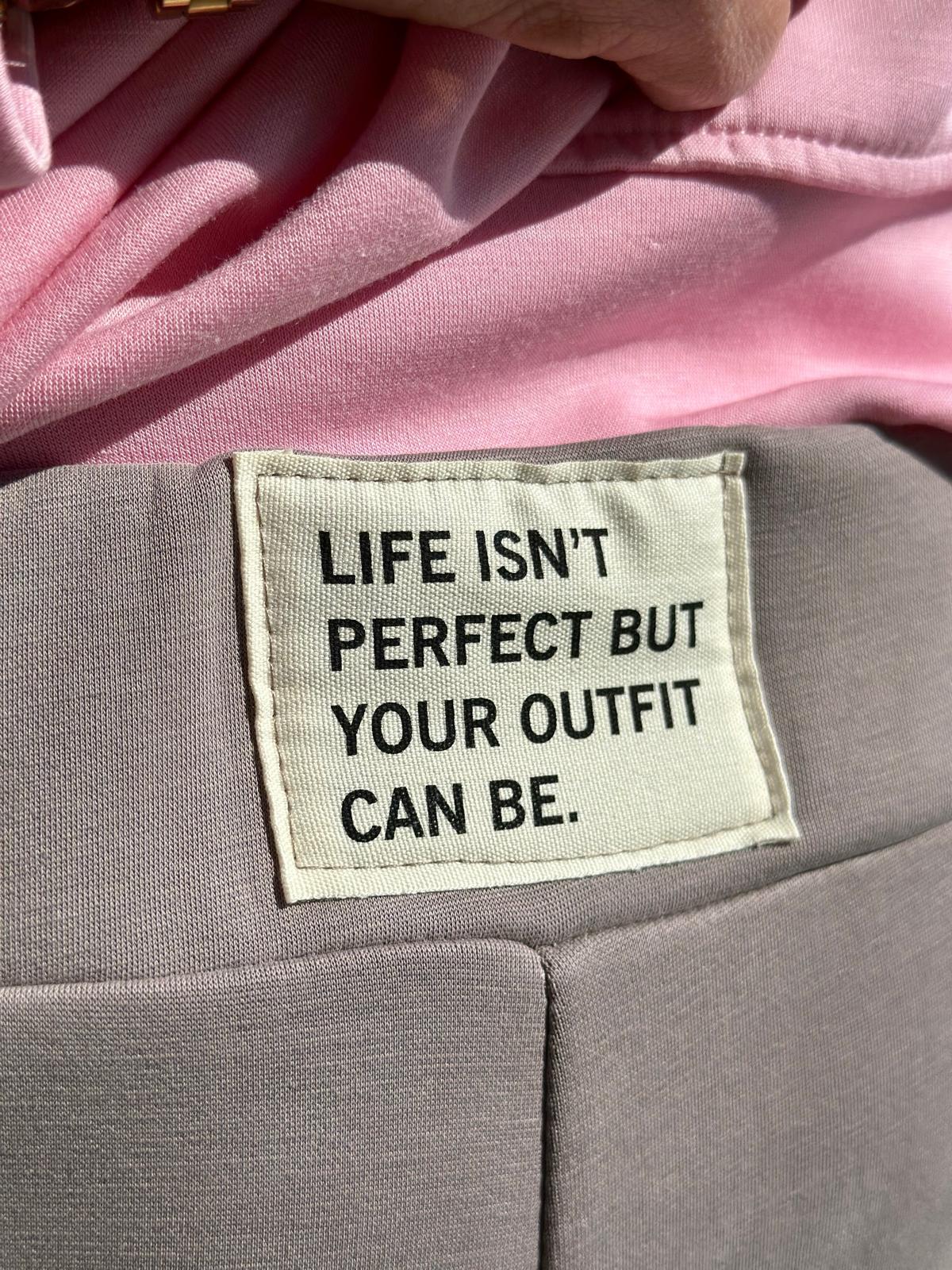 Kuschel Sweat-Hose "LIFE ISN´T PERFECT" in Taupé