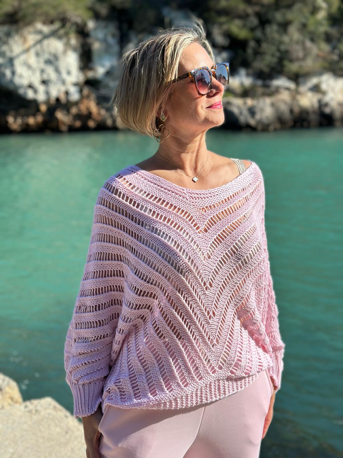 Onesize Netzpullover "ESPAGNA" in Rosa
