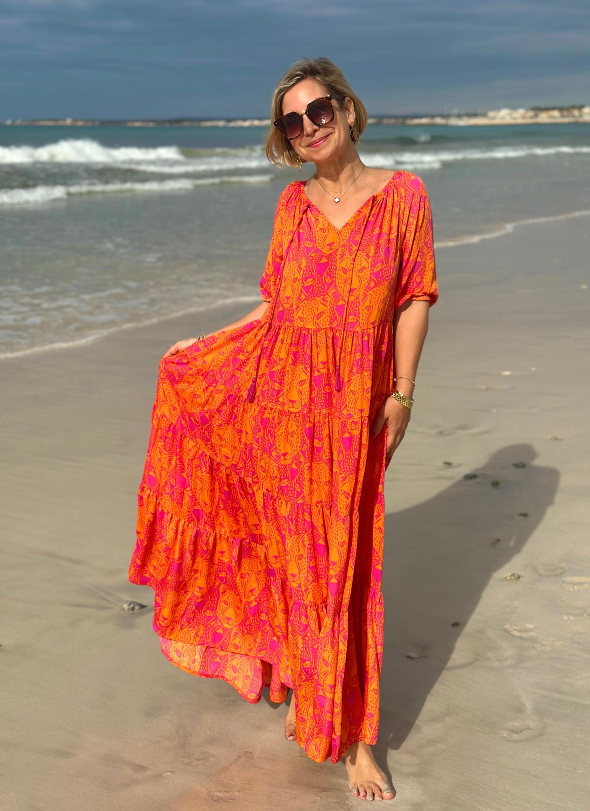 Stylische Sommerkleid "Lavinia" in Sunset Orange
