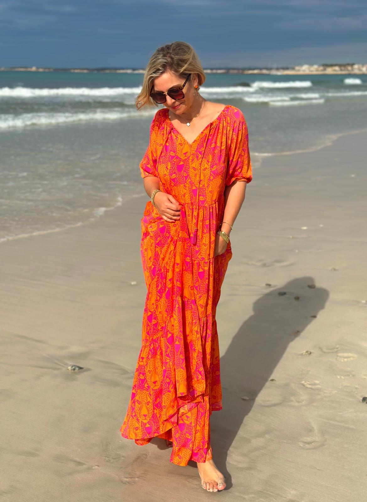 Stylische Sommerkleid "Lavinia" in Sunset Orange
