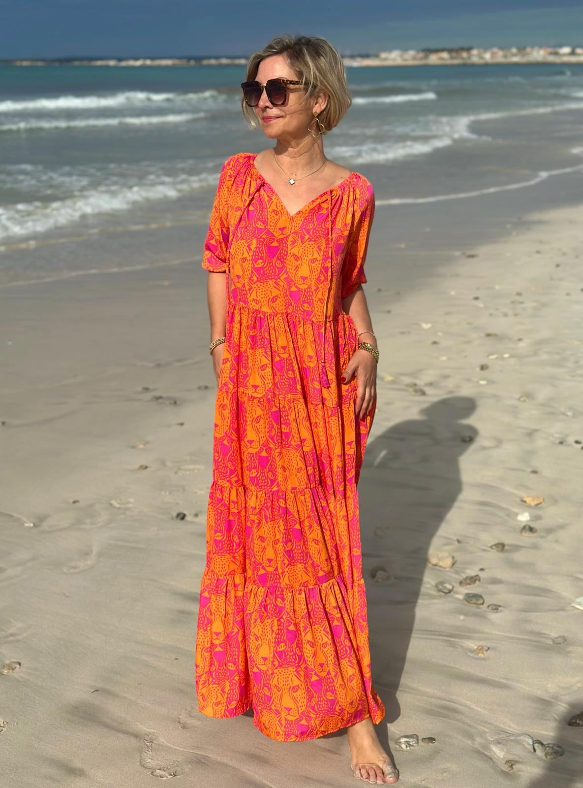Stylische Sommerkleid "Lavinia" in Sunset Orange