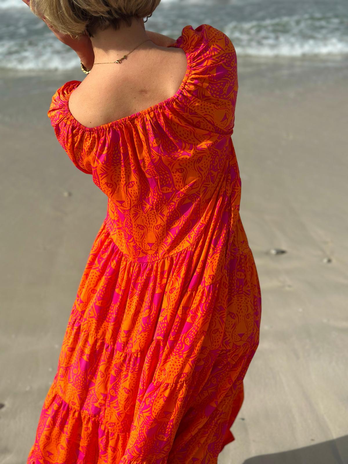 Stylische Sommerkleid "Lavinia" in Sunset Orange