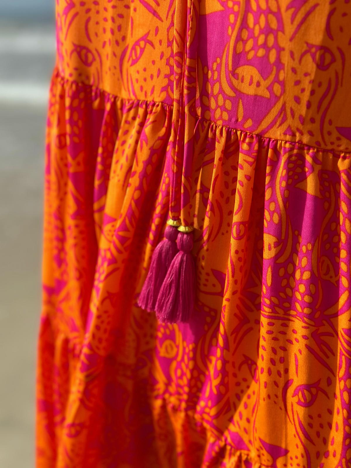 Stylische Sommerkleid "Lavinia" in Sunset Orange