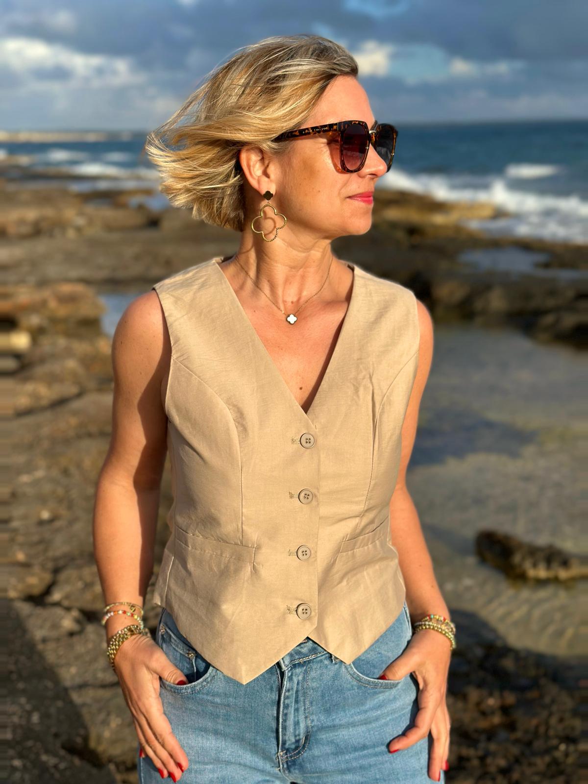 Stylische Sommer-Weste in SANDY BEIGE