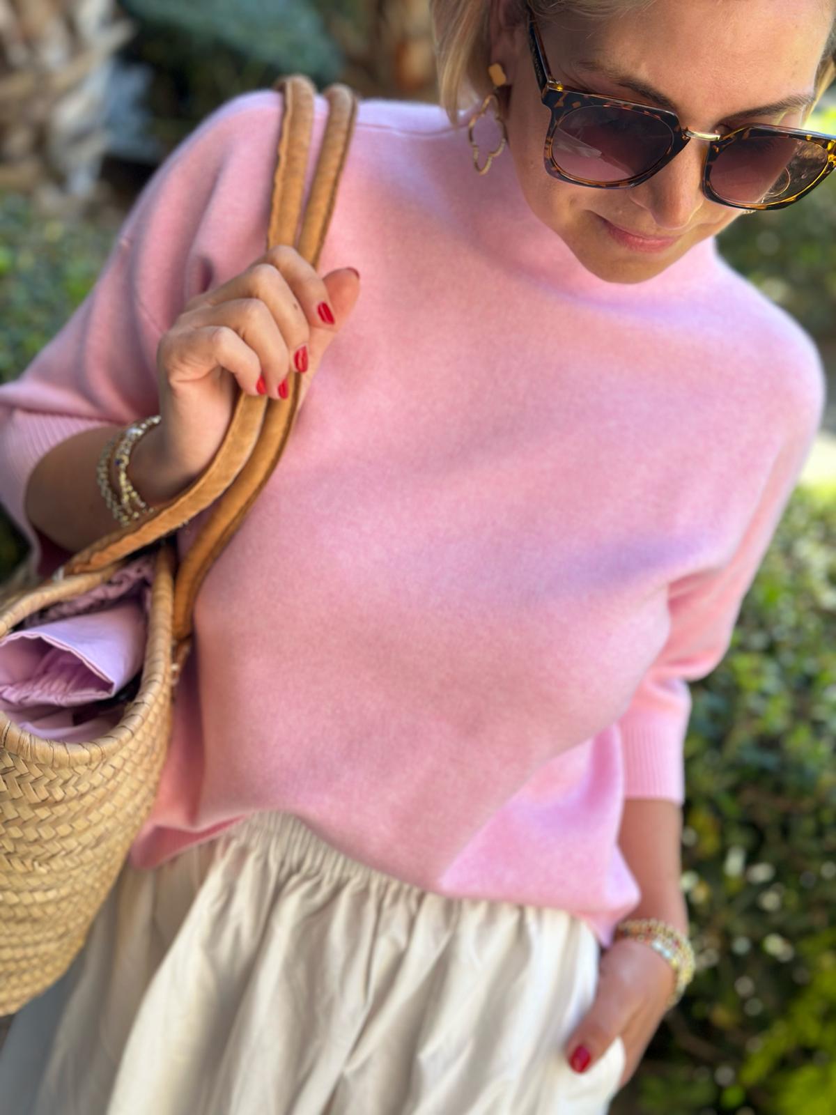 Leichter Sommer-Pulli mit kurzem Kragen "LIGHT ROSE"