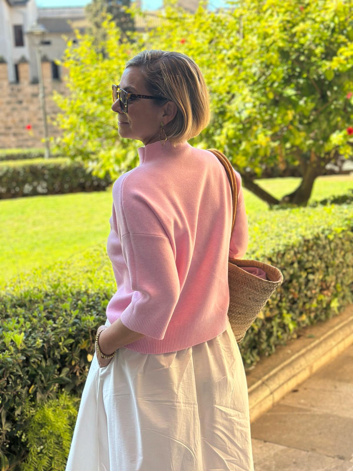 Leichter Sommer-Pulli mit kurzem Kragen "LIGHT ROSE"