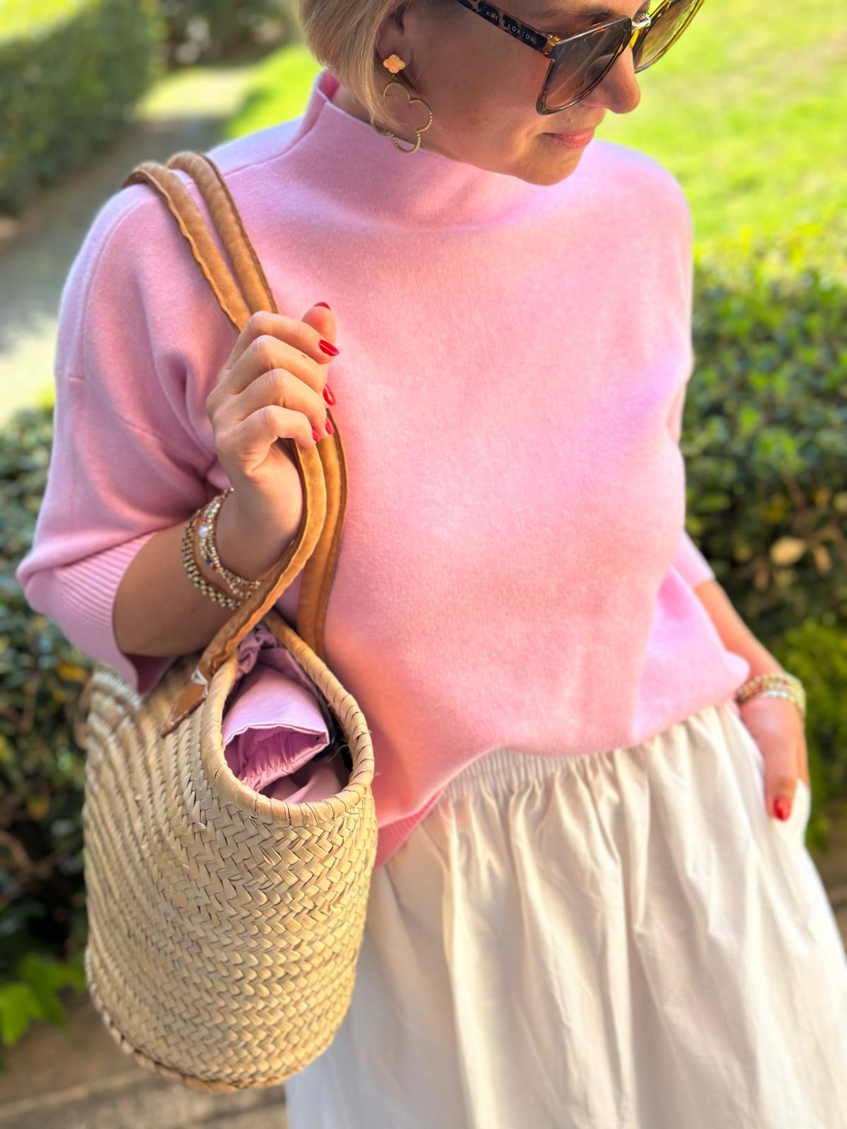 Leichter Sommer-Pulli mit kurzem Kragen "LIGHT ROSE"